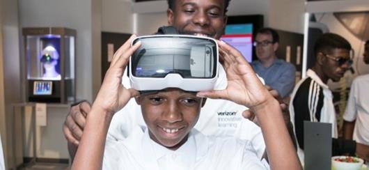 Close Up Of Tween Boy Putting VR Glasses On
